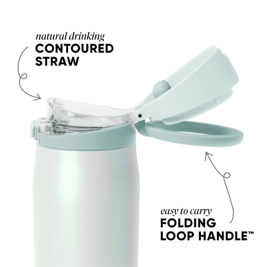 White and seafoam green tumbler with sage green accent band around the upper section