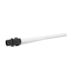 Minimalist straw with black cap on light gray background. Simple, modern design product shot featuring a single straw and matching black cap against a neutral studio setting.