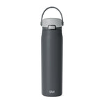 Charcoal gray water bottle with silver-gray upper section and dark slate gray body