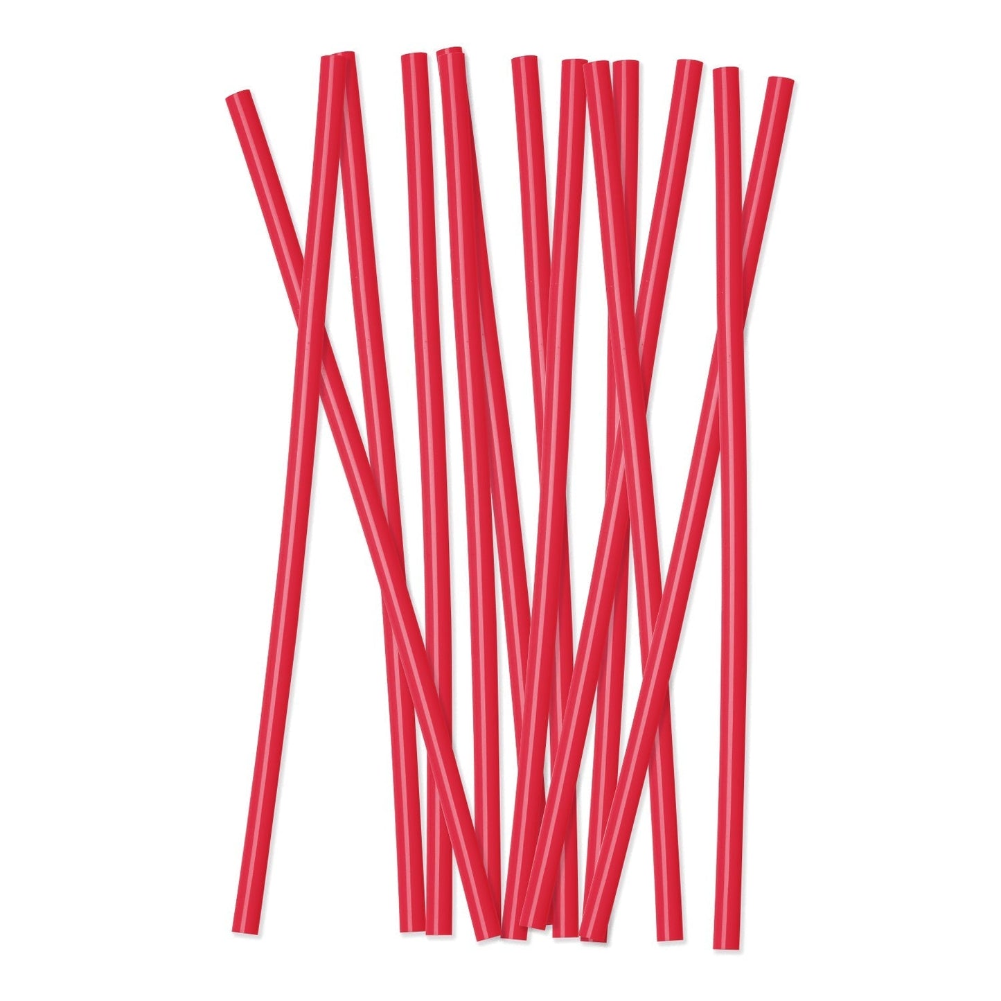 Bright coral red reusable straws displayed against a clean white background