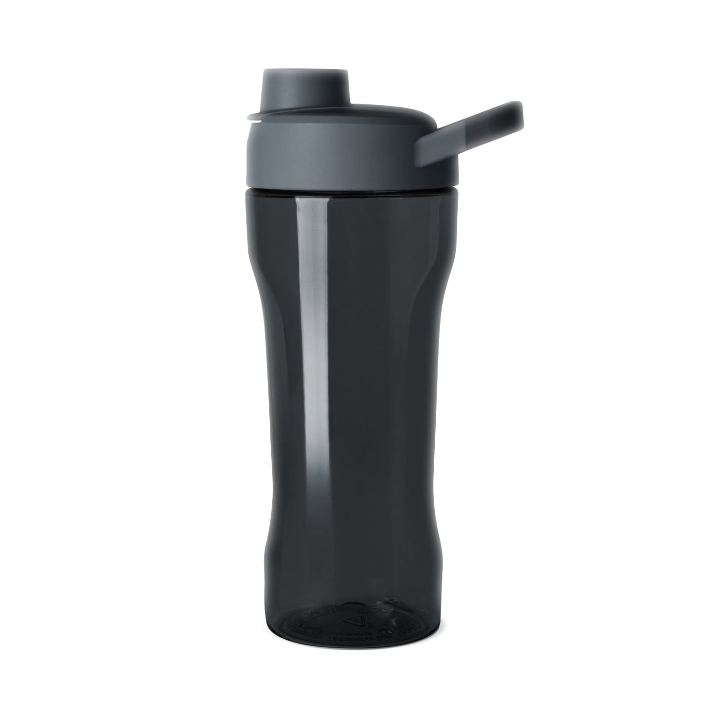 Dark charcoal water bottle with gunmetal gray cap and lid assembly, two-tone design