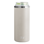 Beige and cream colored long sleeve with stainless steel silver metallic accents on upper band