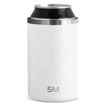 White cylindrical vessel with brushed stainless steel rim and band, clean minimalist design on white background