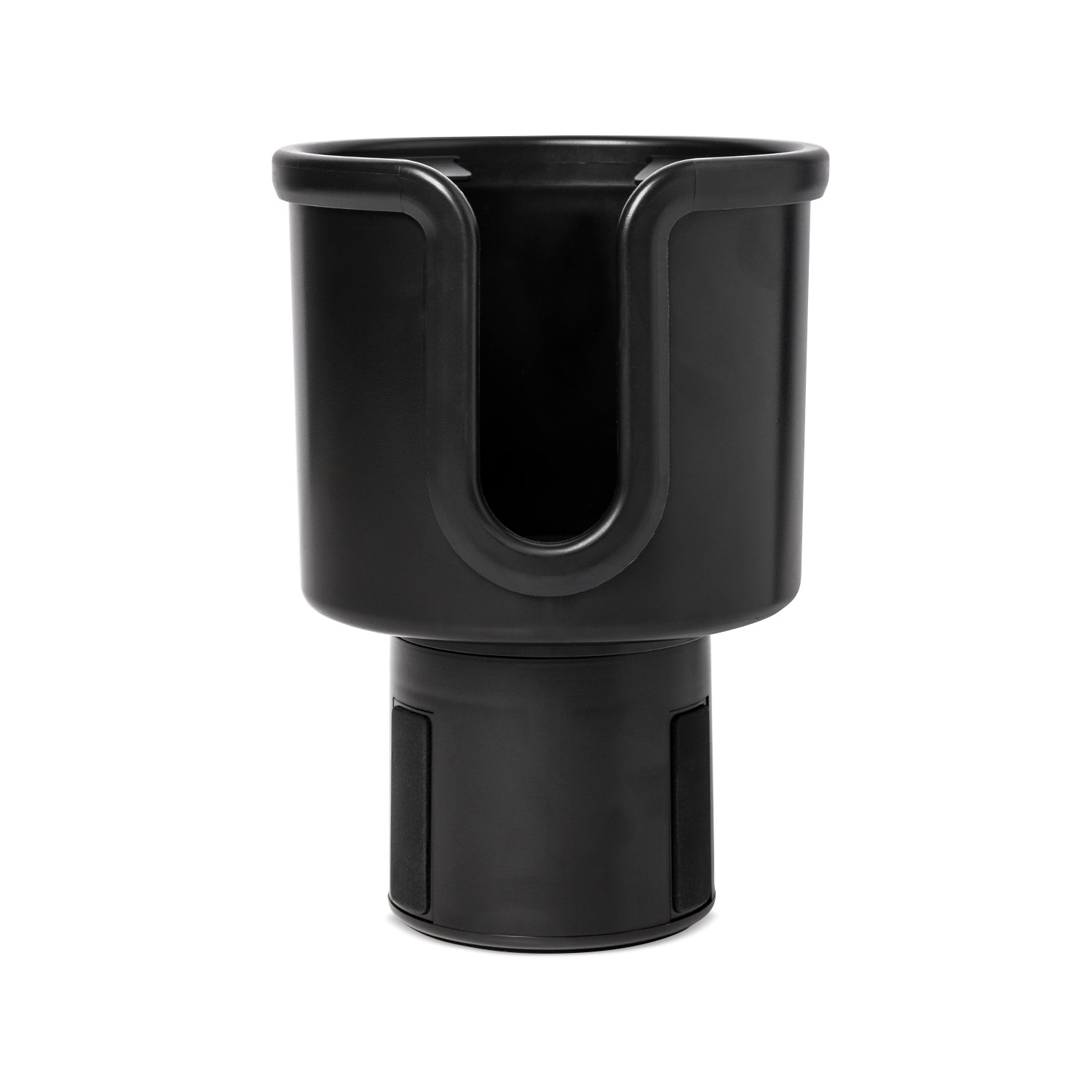 Matte black insulated tumbler with lid shown from back view against white background, displaying product design and silhouette