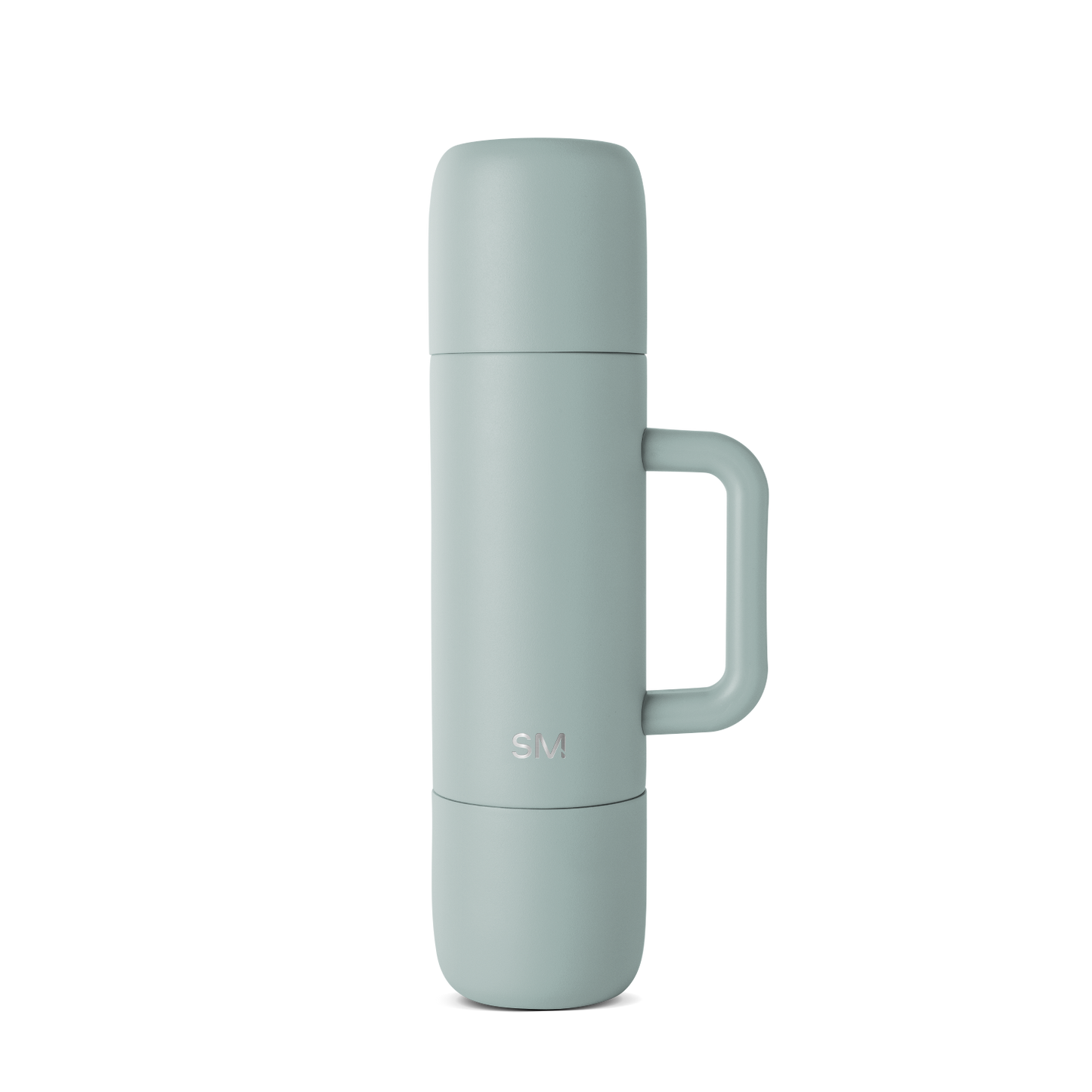 Soft sage green thermos with muted blue-green tone, displayed against neutral background. Front-facing product view showing cylindrical shape with clean, minimalist design.