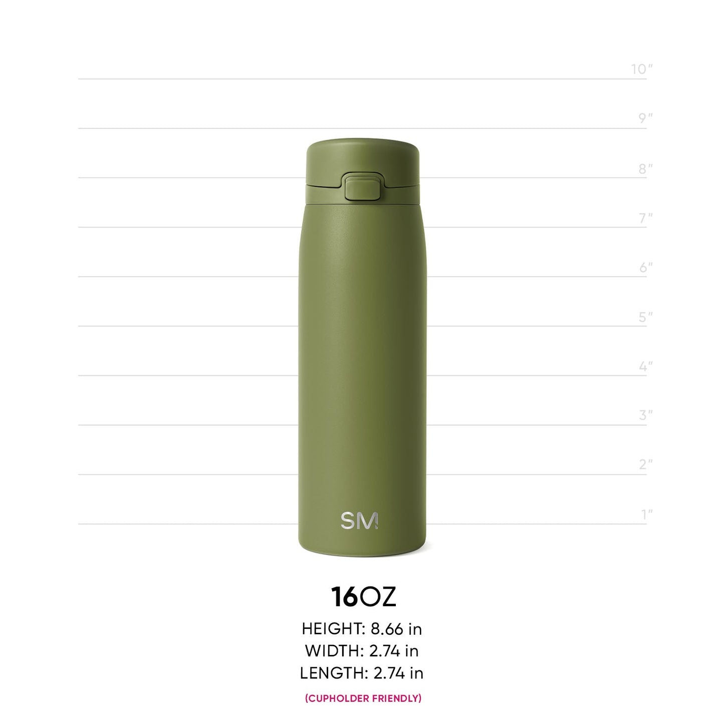 Sage green cylindrical beverage container on light gray background