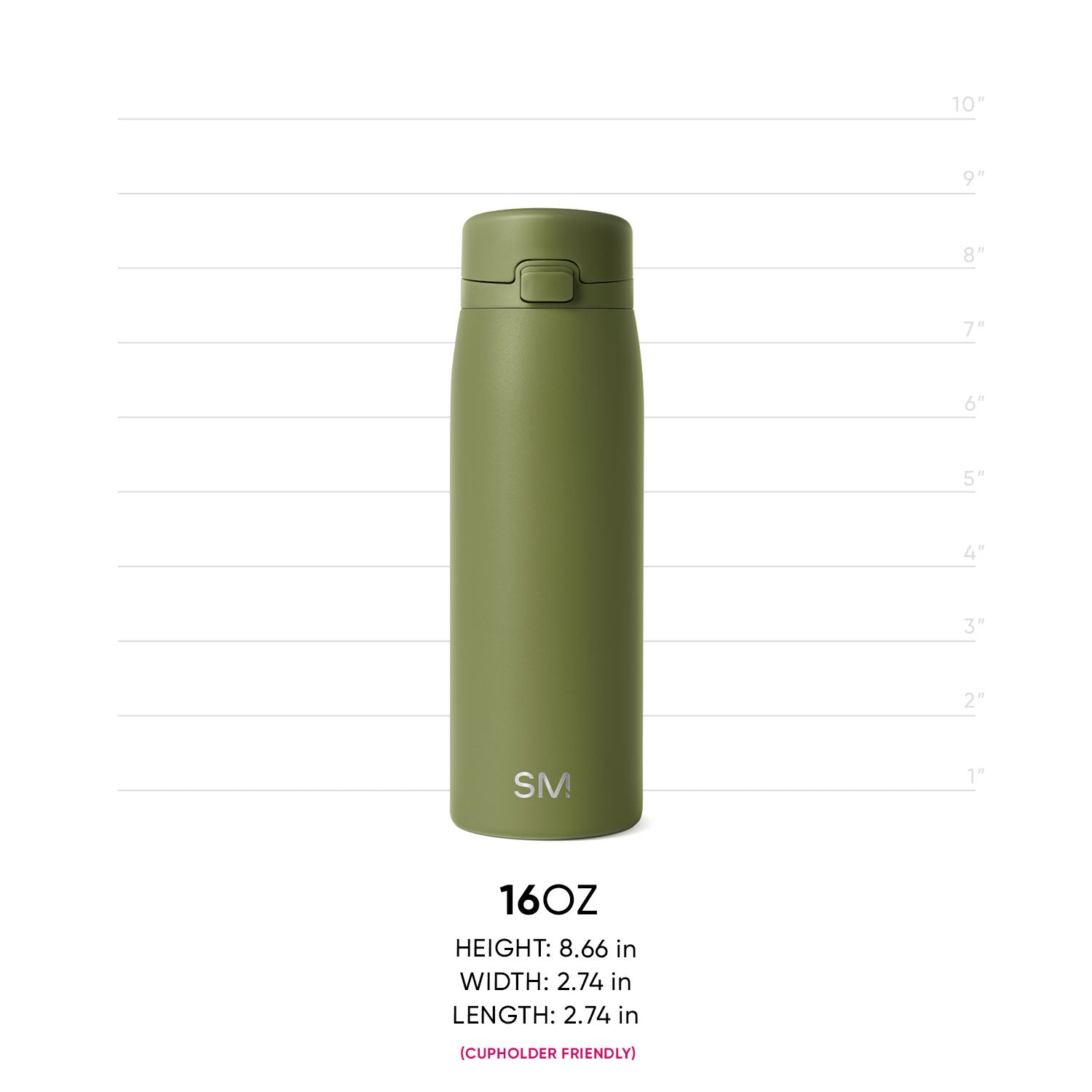 Sage green cylindrical beverage container on light gray background