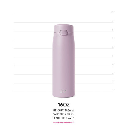 Soft mauve water bottle displayed against a light gray background