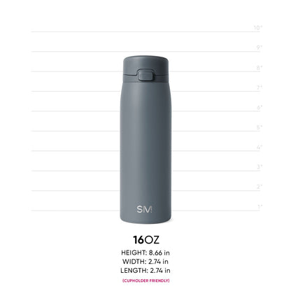 16oz Sidekick water bottle in muted slate gray color against a light gray background