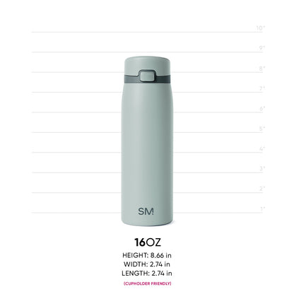 Sage green water bottle with charcoal gray accents, featuring a sleek cylindrical design for hydration and portability.