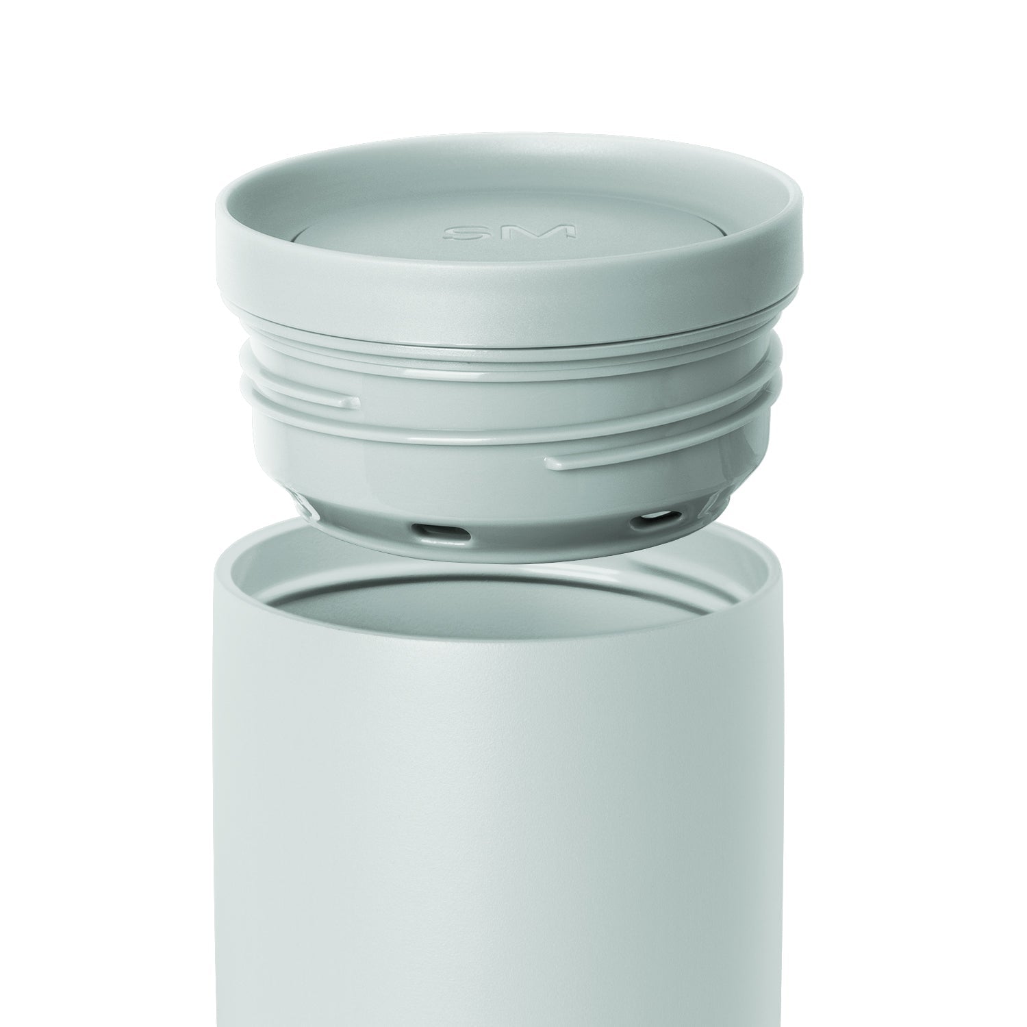 Soft sage green container with matching lid featuring subtle color variations in pale seafoam and celadon tones