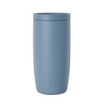 Soft blue-gray tumbler on white background
