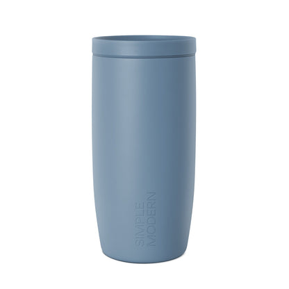 Soft blue-gray tumbler on white background