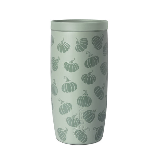 16oz Ranger tumbler with soft sage green base and pumpkin pattern in guacamole dream design