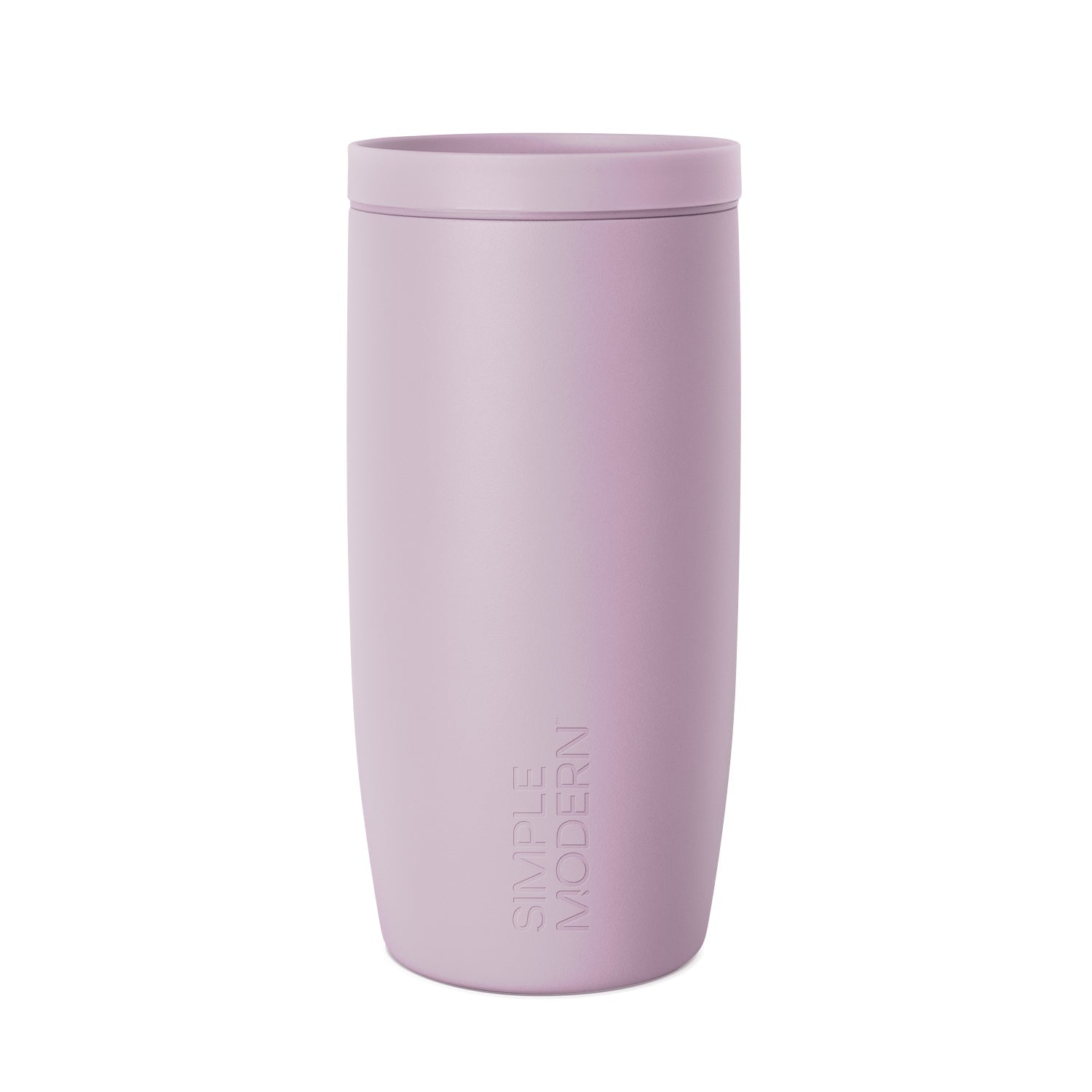 Mauve dusty lavender pink insulated tumbler on white background
