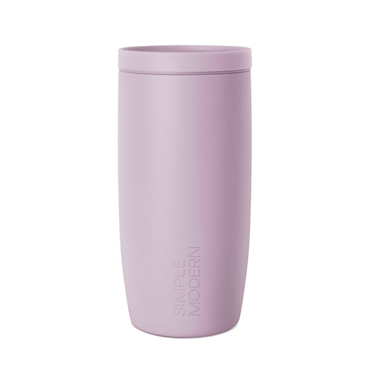 Mauve dusty lavender pink insulated tumbler on white background