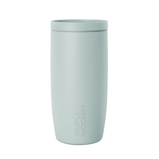 Sage green insulated tumbler with soft muted finish on white background