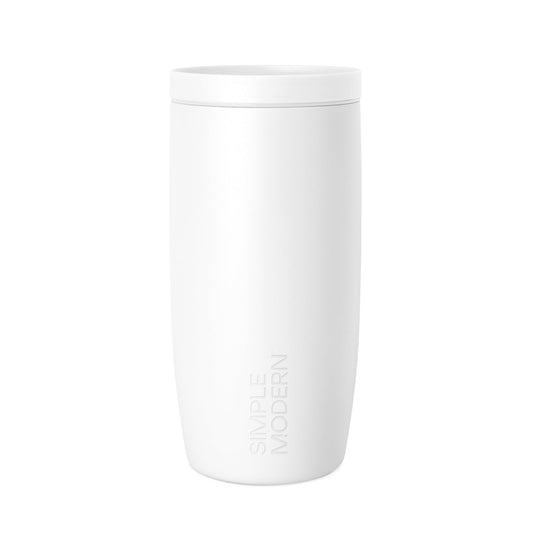 White stainless steel insulated tumbler with dimensional shading, shown against a white background
