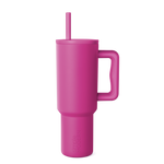 Hot pink tumbler with white background
