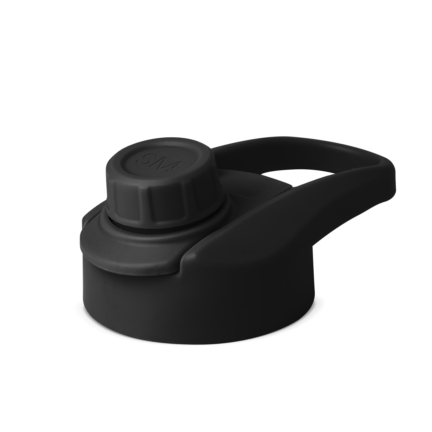 Matte black lid component on white background