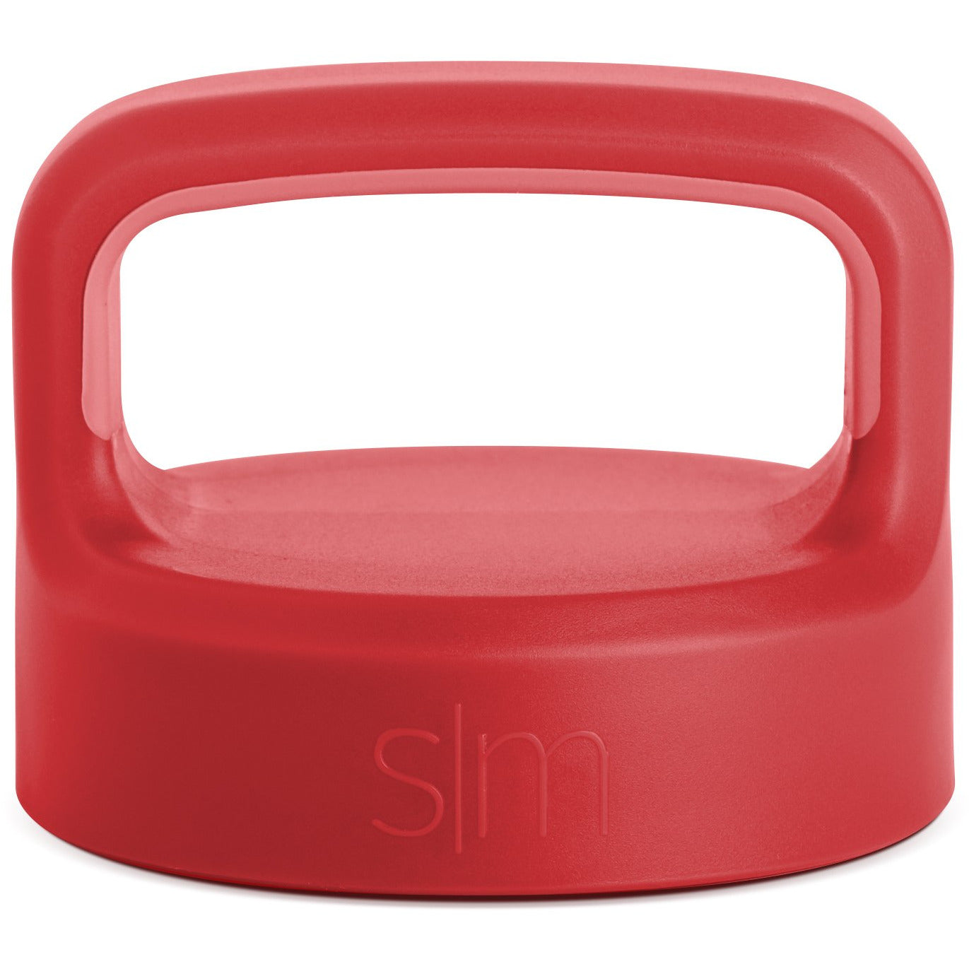 Coral-red product with handle, viewed from above showing consistent saturated color with subtle tonal variations across the exterior surface.