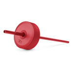 Red circular disc product with lighter cherry red center transitioning to deeper red tones throughout the design.