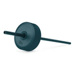 Deep teal circular lid with integrated cylindrical straw, product view against plain background
