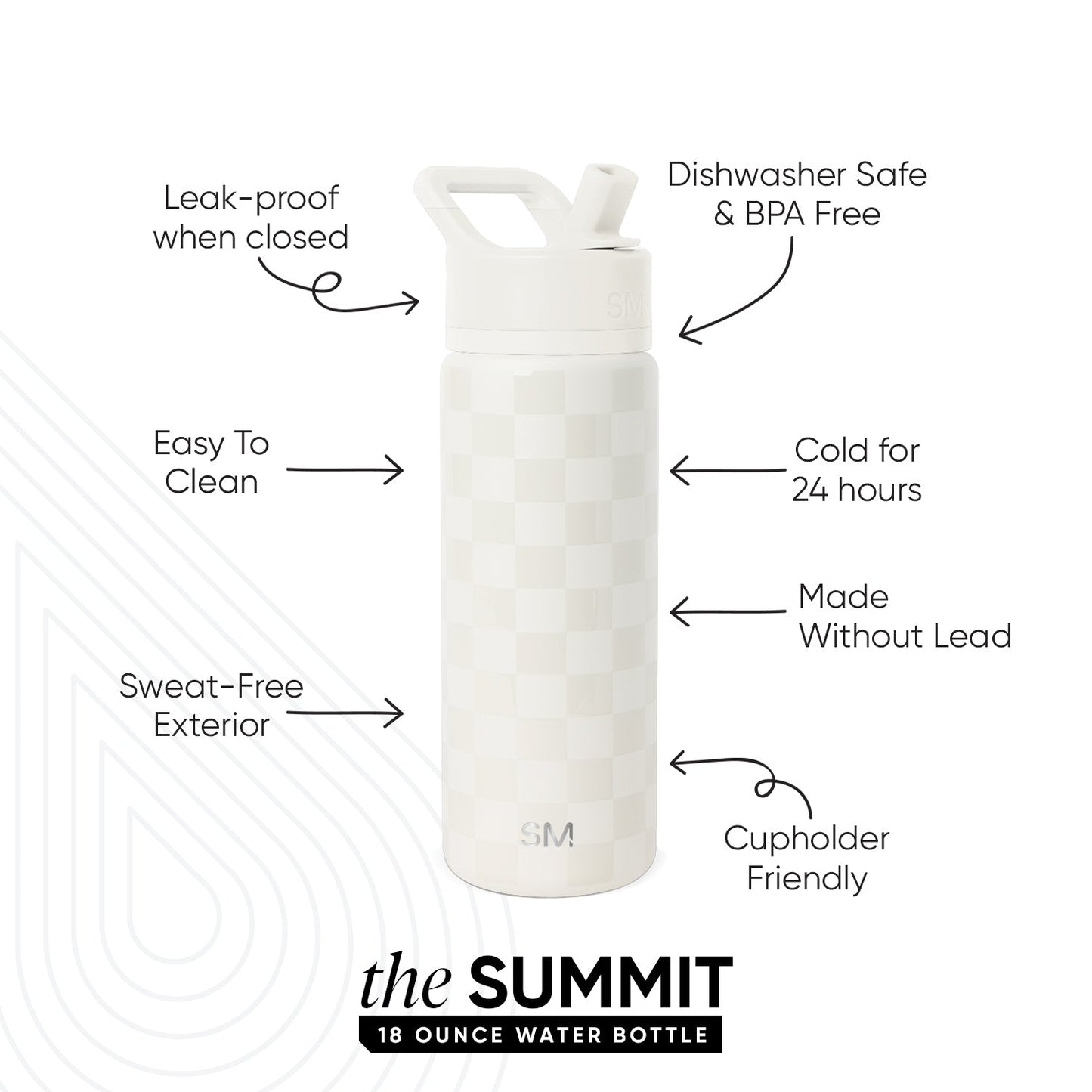 Pale cream quilted water bottle with soft off-white tones and diamond-pattern texture