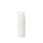 Cream-colored bottle on white background, minimal contrast design