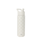Cream-colored water bottle with subtle checkerboard pattern texture, featuring a matching cap and handle assembly.