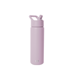 Soft mauve water bottle on white background