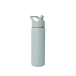 Pale sage green water bottle on white background