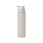 Stone gray cosmetic bottle with pump dispenser on white background, product shot for skincare or beauty item labeled SM2-S-30-ALB-M