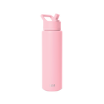 Soft pale pink water bottle with clean white background