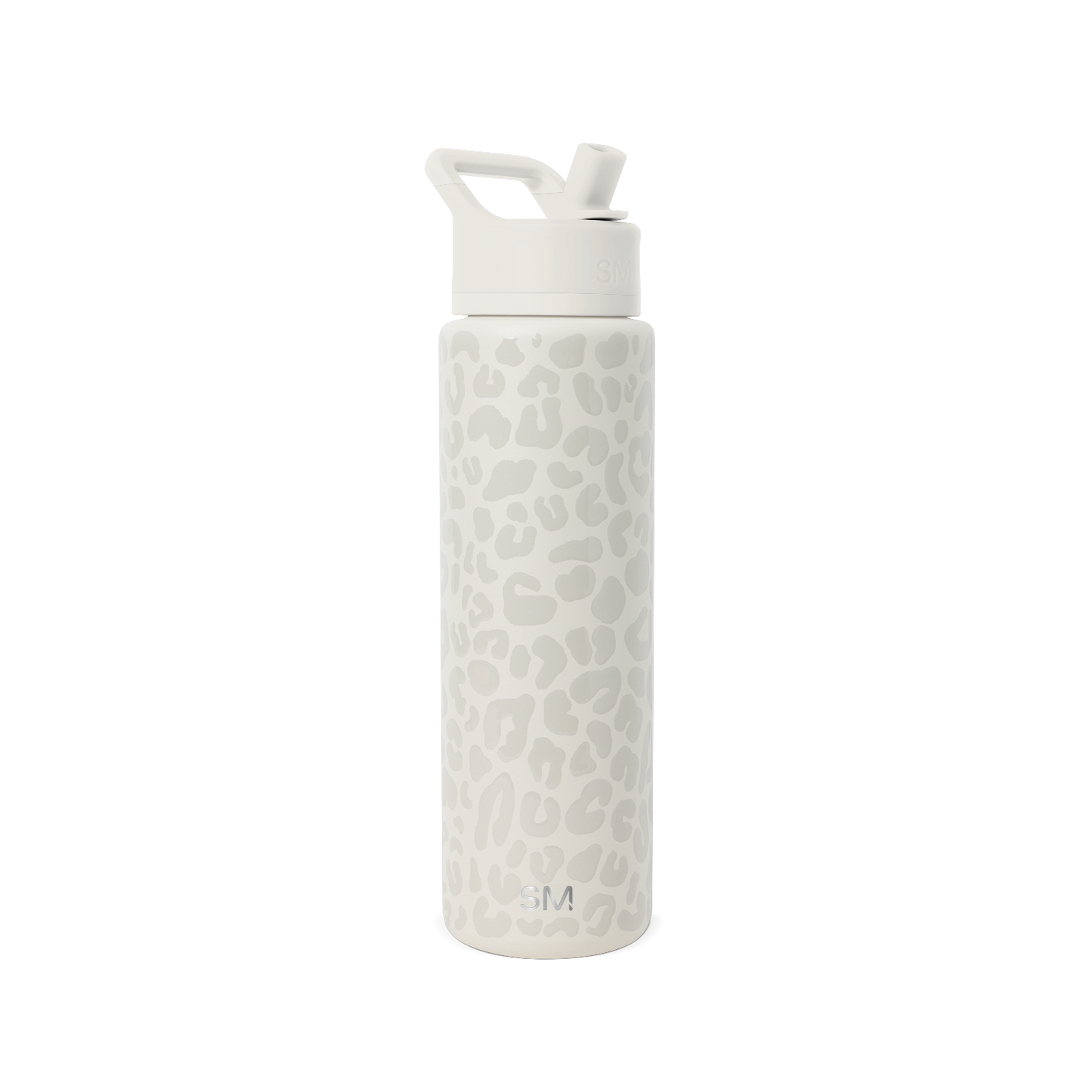 Soft white water bottle with beige and cream undertones on clean white background