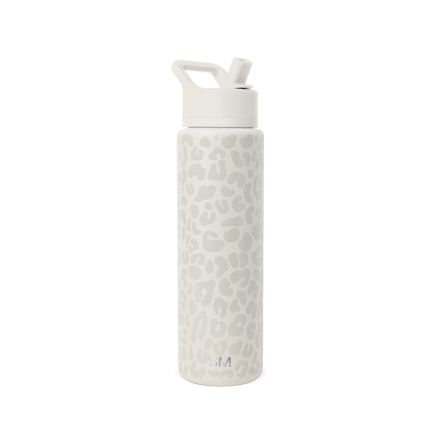 Soft white water bottle with beige and cream undertones on clean white background
