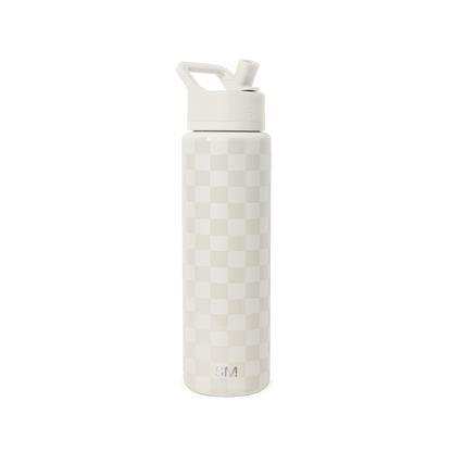 Cream-colored water bottle with textured surface pattern, light ivory finish with subtle tonal variations against neutral background.