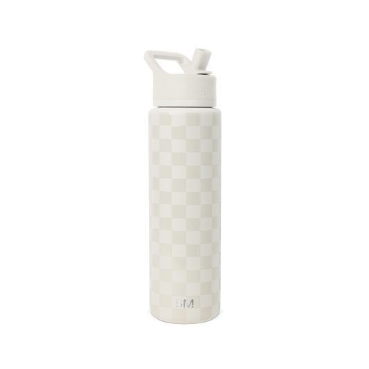 Cream-colored water bottle with textured surface pattern, light ivory finish with subtle tonal variations against neutral background.