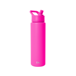 Hot pink water bottle with white background