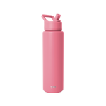 Soft dusty pink water bottle with white cap displayed against a clean white background, shown in full product view.