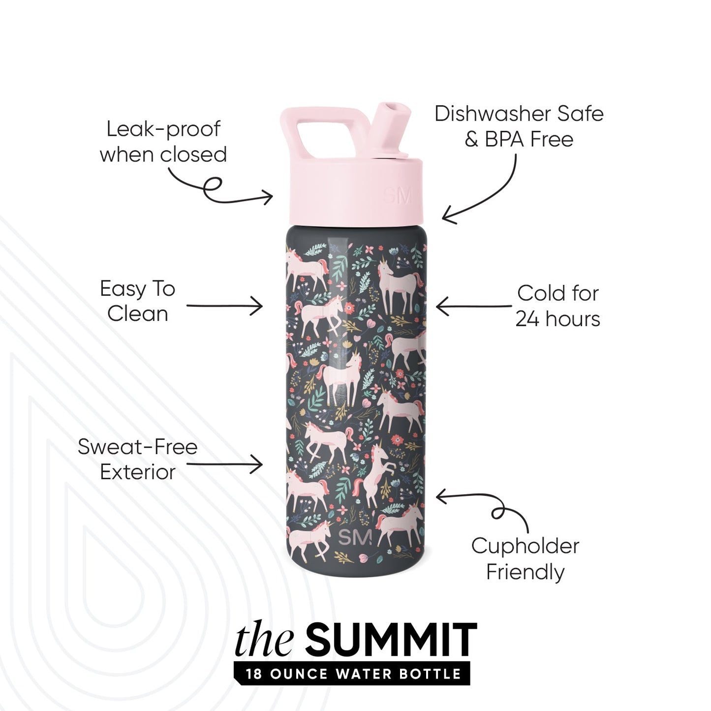 Summit Kids Water Bottle with Straw Lid