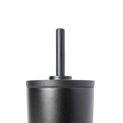 Dark charcoal gray cylindrical vessel with metallic finish and subtle light reflections against a black background.