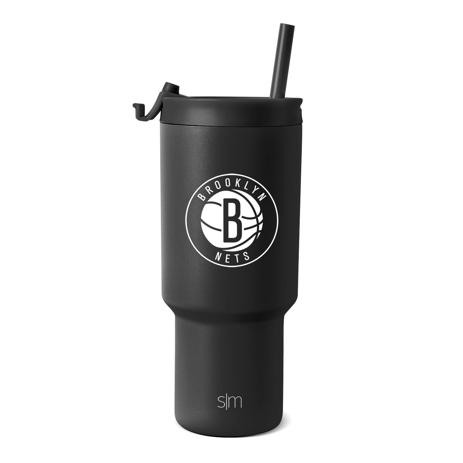 Matte black track lighting fixture with white SM branding logo, modern minimalist design, front view product image