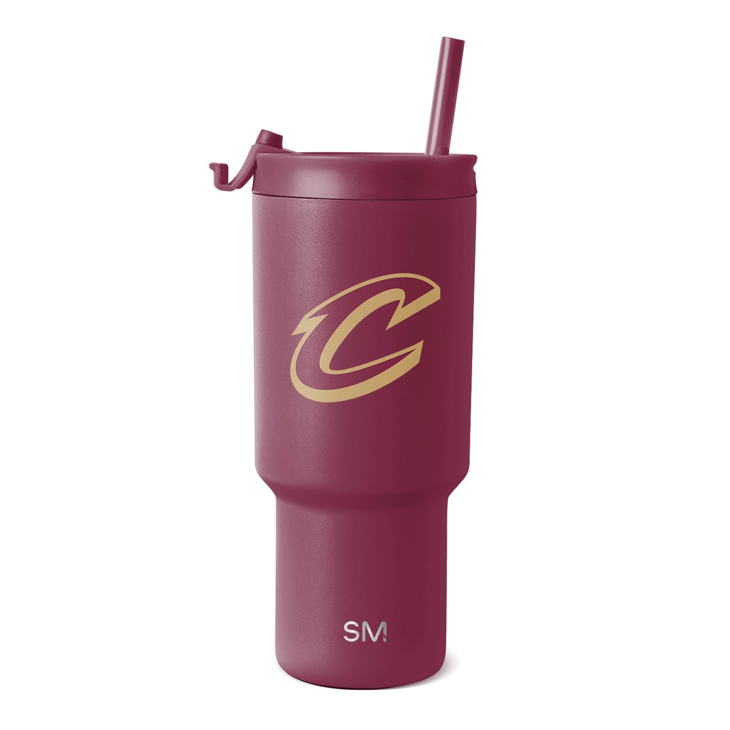 Burgundy insulated tumbler with matte finish on white background