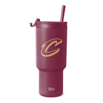 Burgundy insulated tumbler with matte finish on white background