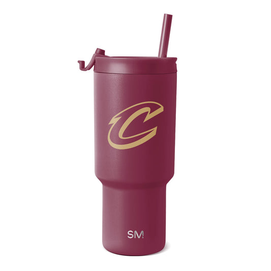 Burgundy insulated tumbler with matte finish on white background