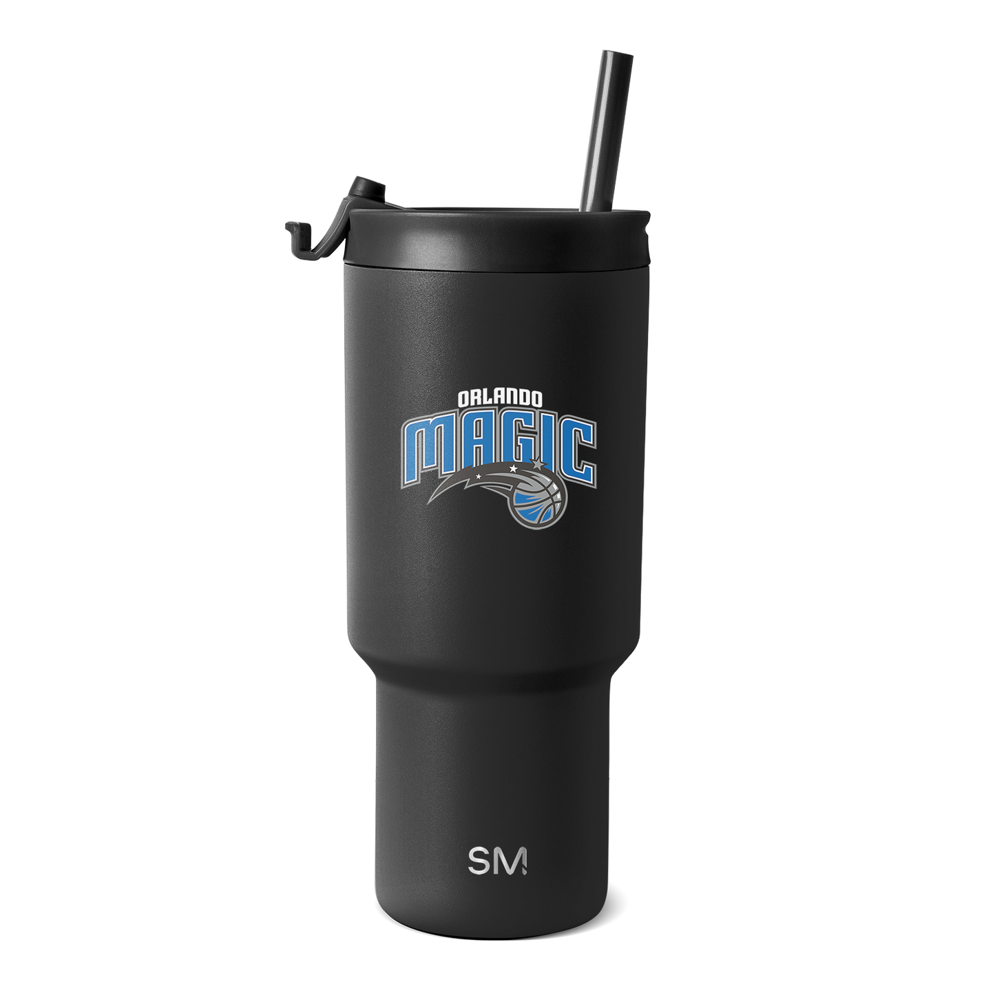Matte black Orlando Magic tumbler with bright blue accents, modern design with team logo