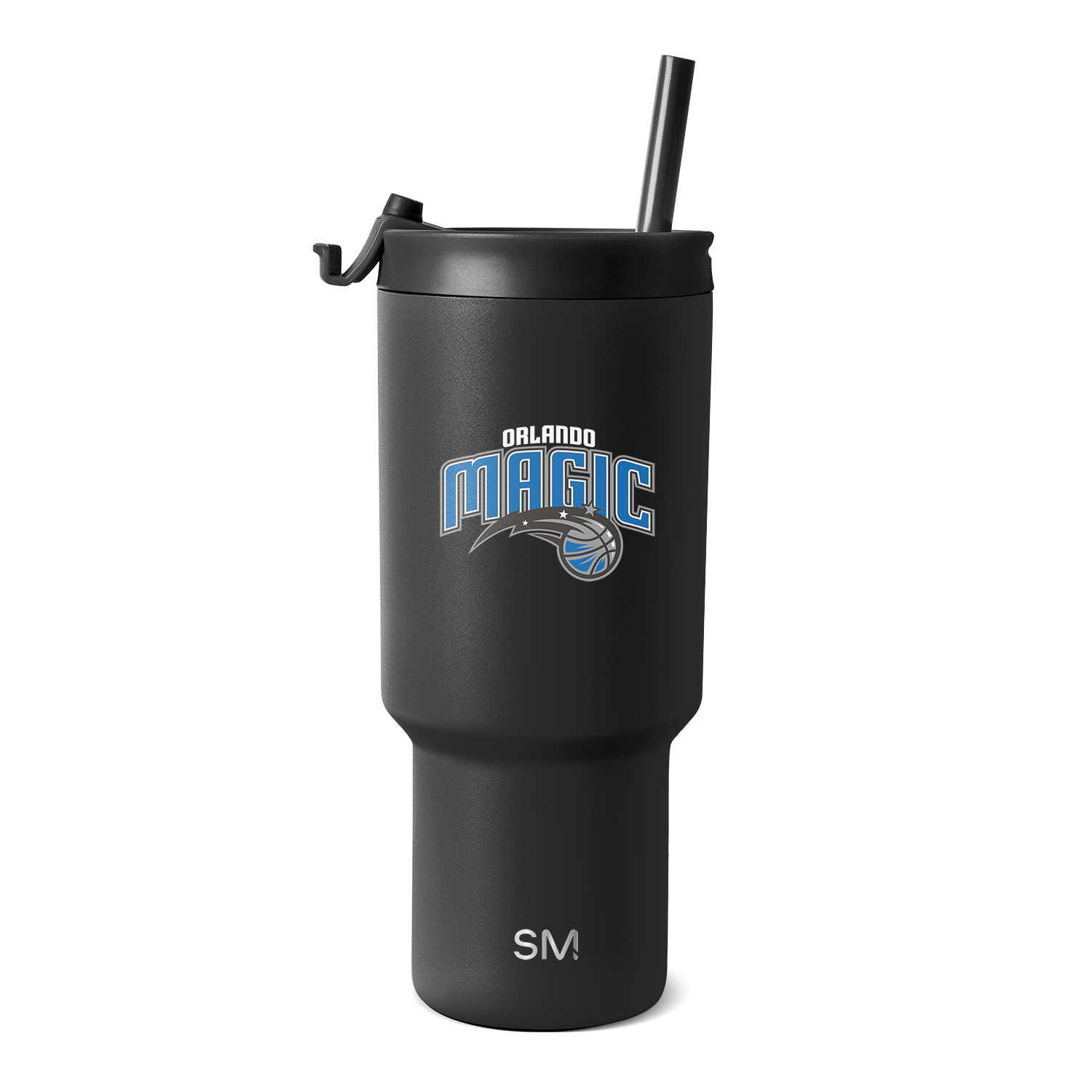 Matte black Orlando Magic tumbler with bright blue accents, modern design with team logo