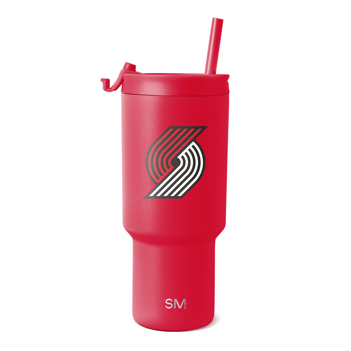 Bright red cylindrical tumbler with matching red straw