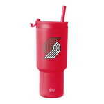 Bright red cylindrical tumbler with matching red straw